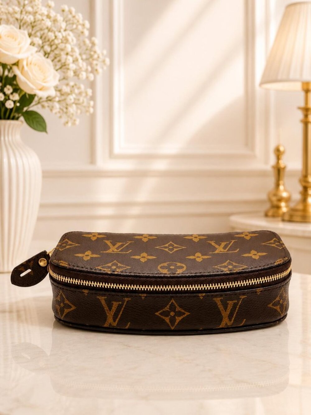 Authentic Louis Vuitton Monte Carlo Monogram Travel Jewelry Case Pouch
